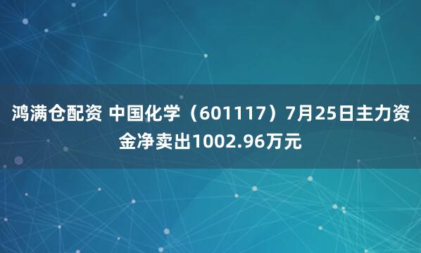 鸿满仓配资 中国化学（601117）7月25日主力资金净卖出1002.96万元