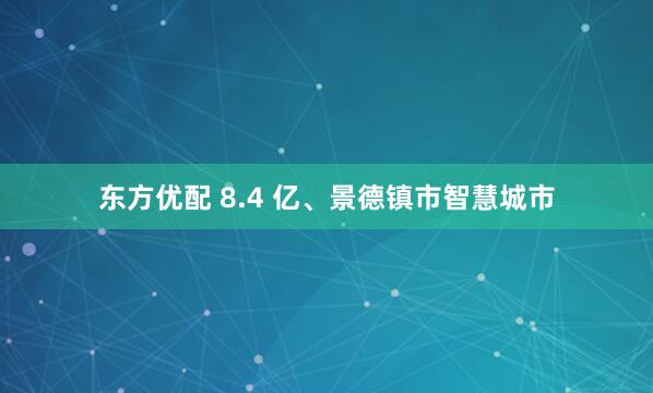 东方优配 8.4 亿、景德镇市智慧城市