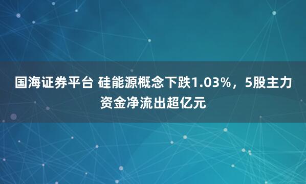 国海证券平台 硅能源概念下跌1.03%，5股主力资金净流出超亿元